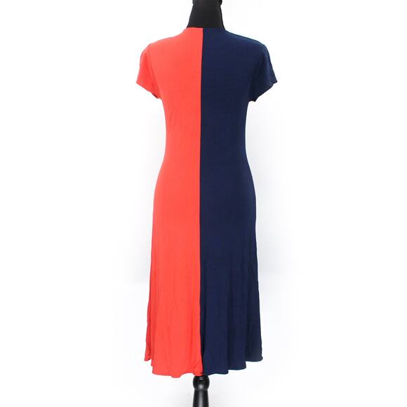 Tory Burch Red Navy Purple Color Block Asymmetric Walden Dress Small Knee Length - Picture 6 of 8